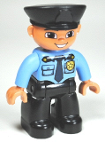 LEGO 47394pb169 Duplo Figure Lego Ville, Male Police, Black Legs, Medium Blue Top with Badge, Black Hat