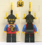 LEGO cas018a Dragon Knights - Knight 2, Black Legs with Red Hips, Black Dragon Helmet, Yellow Plumes, Black Cape Plastic (set 6105)