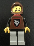 LEGO cas252 Wolf People - Wolfpack 1 with Black Arms, Brown Hood, Red Cape