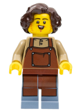 LEGO cas578 Tavern Keeper - Male, Reddish Brown Apron, Sand Blue Legs, Dark Brown Hair