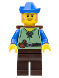 LEGO cas579 Peasant - Male, Dark Brown Legs, Blue Hat, D-Basket