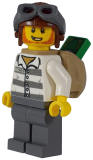LEGO cty0890 Mountain Police - Jail Prisoner 86753 Prison Stripes, Aviator Helmet, Backpack with Money