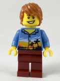 LEGO cty0948 Plane Passenger, Dark Orange Hair, Hawaiian Shirt, Dark Red Legs
