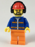 LEGO cty0949 Airport Flagman, Red Helmet with Earmuffs, Blue Jacket with Orange Stripes and Legs