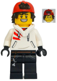 LEGO hs043 Jack Davids - White Hoodie with Backwards Cap and Hood Folded Down (Large Smile / Grumpy)