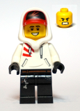 LEGO hs050 Jack Davids - White Hoodie with Cap and Hood (Large Smile with Teeth / Angry)