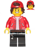 LEGO hs067 Jack Davids - Red Jacket with Backwards Cap (Large Smile / Grumpy)