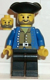 LEGO pi033 Pirate Brown Shirt, Black Legs, Black Pirate Triangle Hat