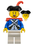 LEGO pi188 Imperial Soldier IV - Officer, Female, Black Tricorne, Tan Hair, Red Epaulettes and Plume